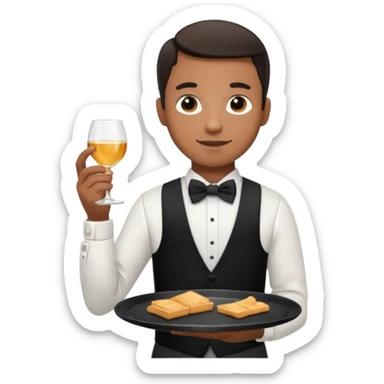 serveur avec un plateau dans la main sticker