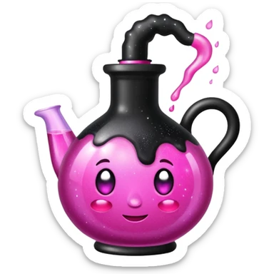 Black hot pink magical potion with sparkles and glitter sticker
