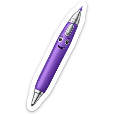 Pen with smiling face Lila sticker
