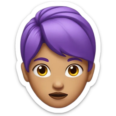 a woman with purple hair and purple bunny ears looking mad sticker