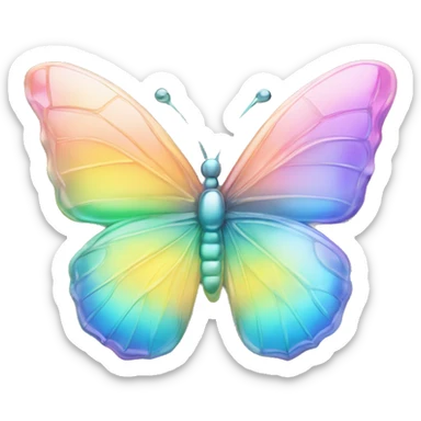 flying Pastel rainbow-gradient iridescent glass crystal butterfly sticker