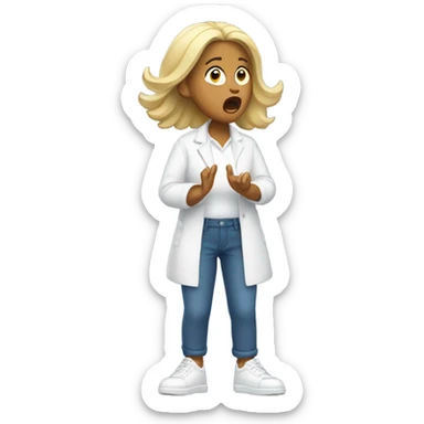 shocked woman hands up white shoes sticker