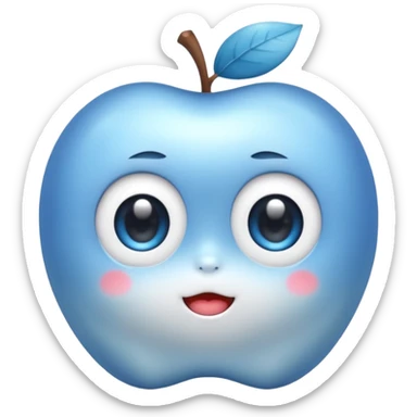 extremely cute aesthetic ray with tiny body, huge shiny round eyes, soft gray and blue tones, extra charming, kawaii-inspired, apple emoji style sticker