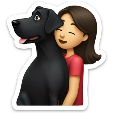 Brunette kissing big black dog sticker
