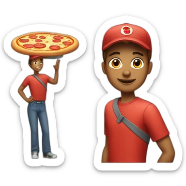 pizza delivery boy sticker