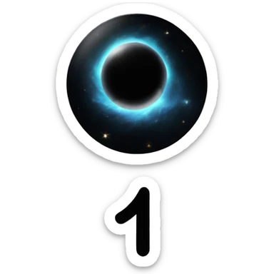 black hole in space with number 1 in side sticker