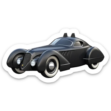 the animated series aerodynamic futuristic concept Batmobile loosely based on 1936 cord 812 Ford (flat long straight faceted mechanical body) finned stealthy street hot rod  sticker