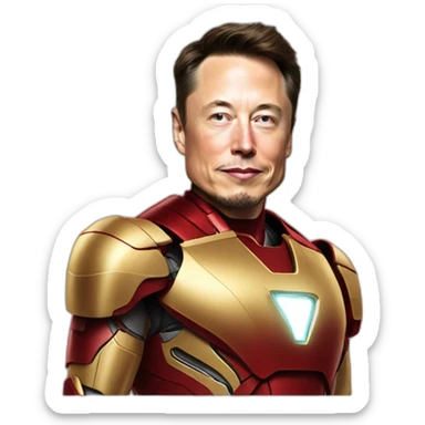 Elon musk with iron man suit gold and red sticker