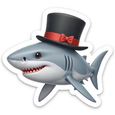 Shark with a top hat sticker