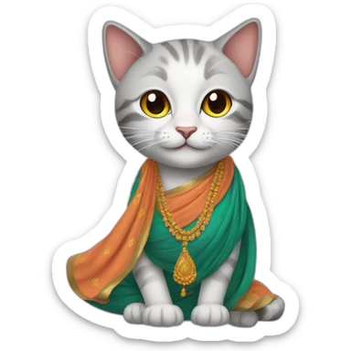 Cat wearing saree sticker