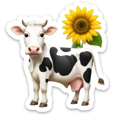 cow with sunflower  sticker