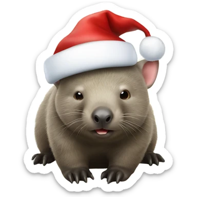 Wombat in a Santa hat sticker