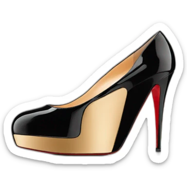 CHRISTIAN LOUBOUTIN  BLK PATENT WEDGE heel sticker