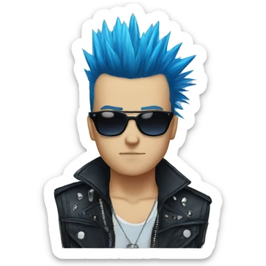 punk, blue mohawk, sunglasses, anime sticker