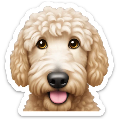 A golden doodle with pink nose and white fur sticker