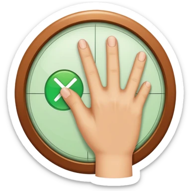 A cartoon hand with finger checking off a green checkbox inside a circular progress tracker that is partially filled, symbolizing completed tasks and progress visualization sticker