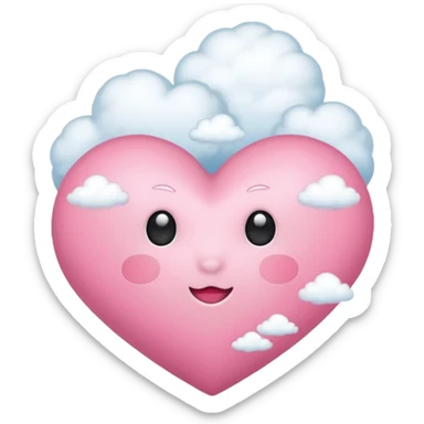 pink heart + cloud sticker