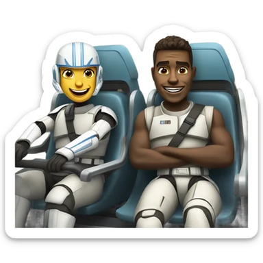 Bush person and clone trooper riding a roller coaster sticker