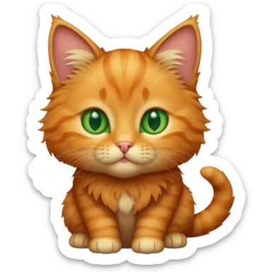 A high-resolution photo-realistic digital illustration of a solid ginger tabby cat kitten sticker
