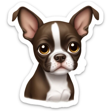Brown Boston terrier puppy girl sticker
