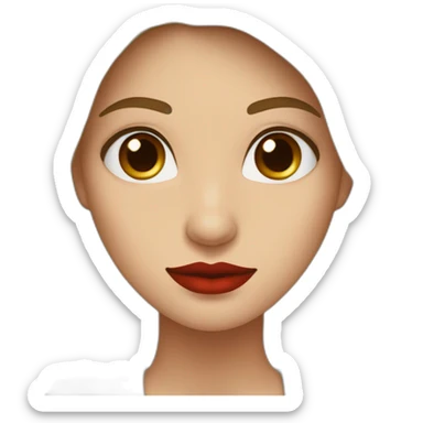 Mujer de piel blanca con labios rojos , pelo largo color castaño con rulos solo en las puntas, anteojos de vista y ojos color marron sticker