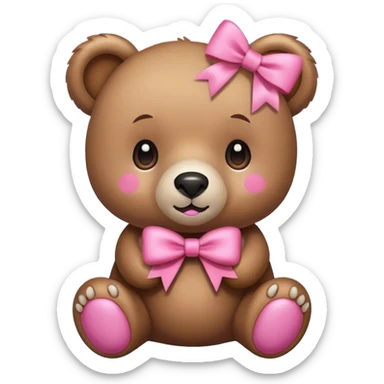 bear, pink bow sticker