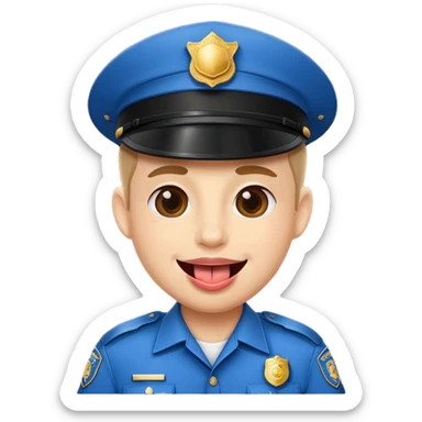 Cop with tongue out sticker