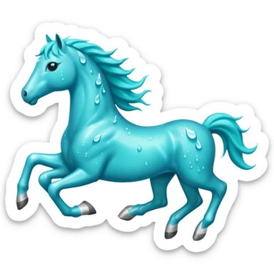 Water Horses run With drops The color is turquoise  sticker