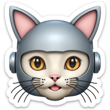 robot looking surprised with cat ears and looks funny sticker