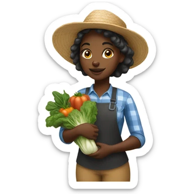 black girl farming holding vegetables sticker