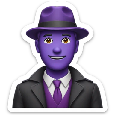 purple man wearing costume sticker