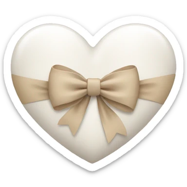 White Heart with a beige bow sticker
