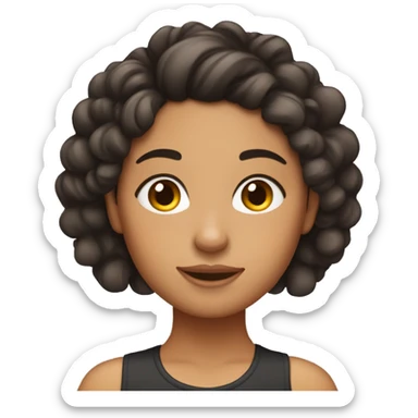 Hispanic girl comfortable with a messy curly bun hairstyle  sticker