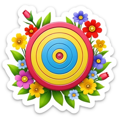 A colorful bullseye target with spring flowers around it sticker