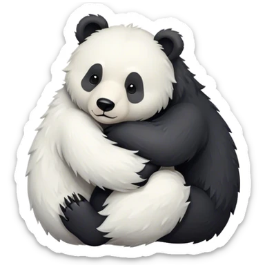 White and black bear hugging each other sticker