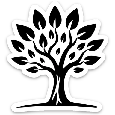 white tree with bright red leaves sticker