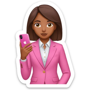 Brune girl pink suit IPhone sticker