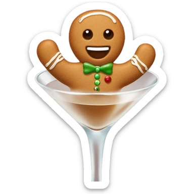 Tiny Gingerbread man in a gingerbread martini sticker