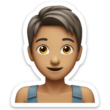 Blushing with hand behind ear and a little smile sticker