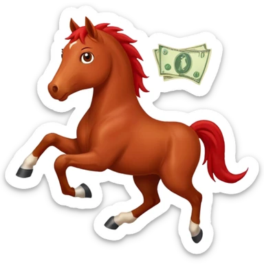 red horse agressive running happiness money sticker