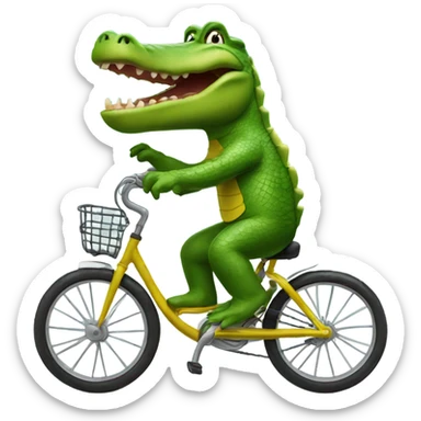Alligator riding bicycle on causeway  sticker
