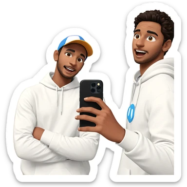 boys having fun with phones sticker