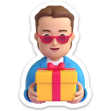 Tyler Durden from Fight Club presenting a gift, 3D emoji style sticker