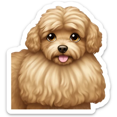 Brown dog maltipoo with girl. girl have a blonde long hair sticker