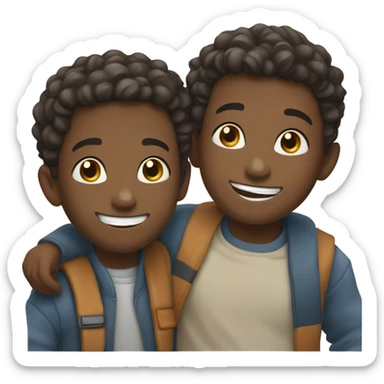 boys smiling together in view sticker
