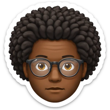 black man with kinky hair and glasses sticker