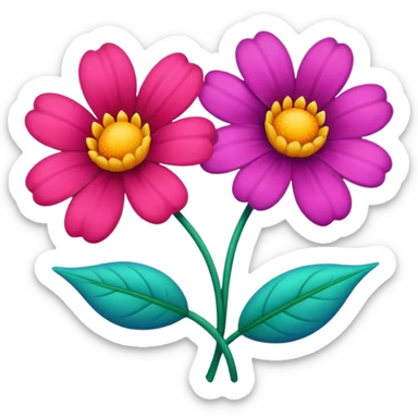  2 tane renkli çicek  sticker