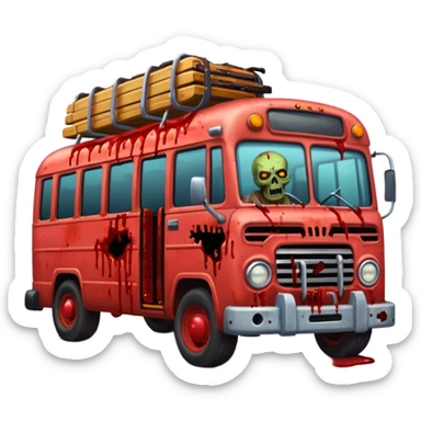Zombie apocalypse bus..... in the style of your bleeding skull art. More blood and a zombies stuck to the grill that have been ran over. And chainsaws mounted to it to kill more zombies sticker