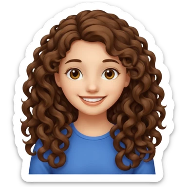 crée moi une jeune fille très belle avec les cheveux bouclés long brune sticker