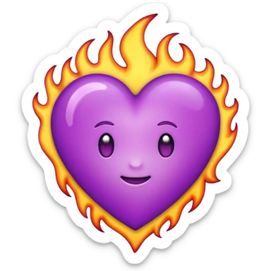Coração roxo com chamas emoji iPhone sticker